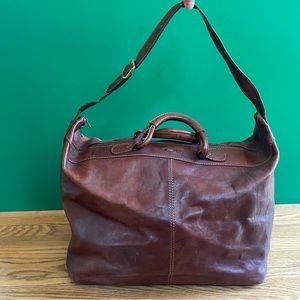 The Bridge brown leather weekender bag
